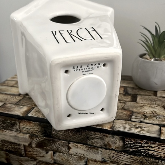 NWT RAE DUNN Ceramic White PERCH Birdhouse Double-sided Bird Home Decor - Picture 8 of 10